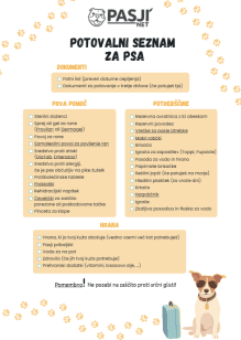seznam za potovanje s psomkaj potrebujem