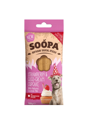 soopa dentalne palčke za pse jagode in kokosova krema
