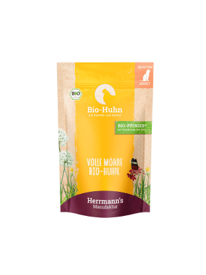Herrmann's Selection Adult Bio Piščanec s korenjem in kamutom Bio mokra hrana za mačke
